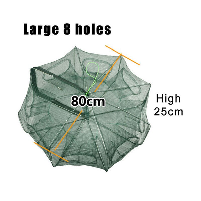 Automatic Fishing Net Trap Folded Hexagon 6 8 12 16 Holes Automatic Fishing Shrimp Trap Fish Shrimp Minnow Crab Fishing Net: 8 holes large