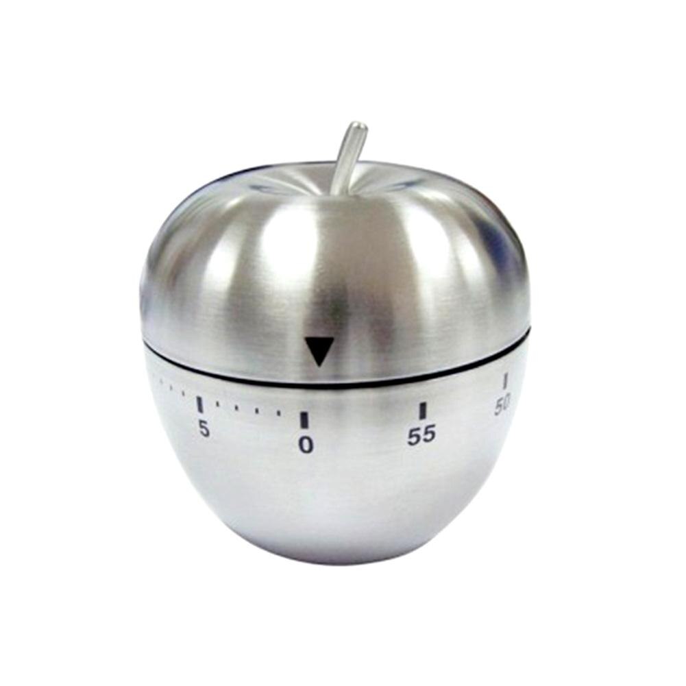 Stainless Steel Kitchen Timer Manual 60 Minutes Cooking Apple-Shaped Kitchen Timer Mechanical Rotating Alarm Time Management
