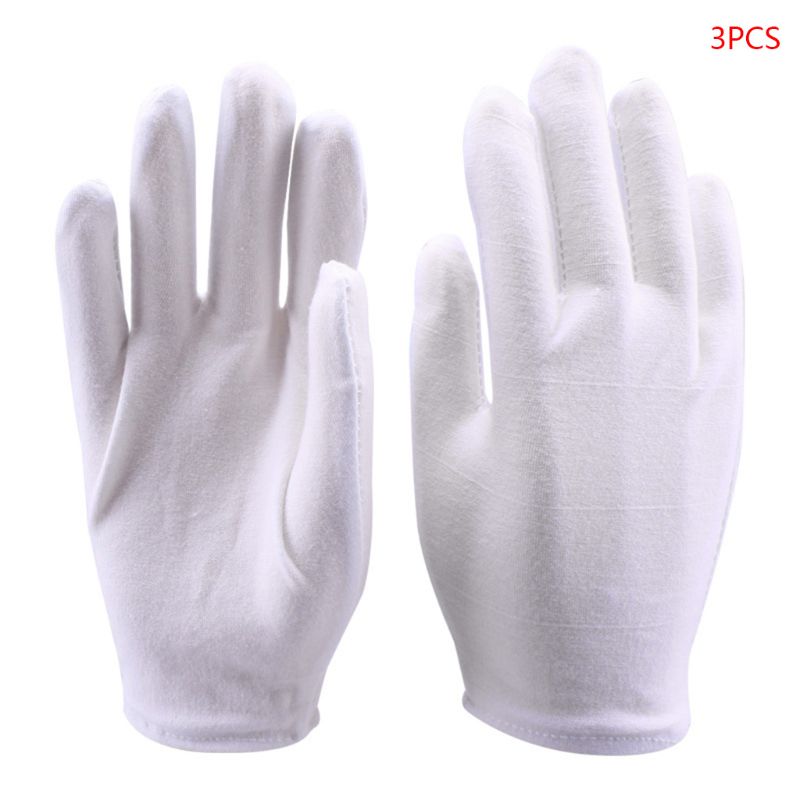 Guantes Blancos de algodón para limpieza de joyas, de plata, 3 pares
