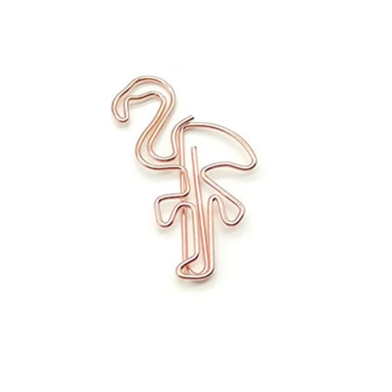 10 Stks/pak Cartoon Metalen Bladwijzer Clip Leuke Wortel Roze Rose Gold Flamingo Paperclip Houder Voor Boeken Noviteiten Briefpapier: Rose Gold