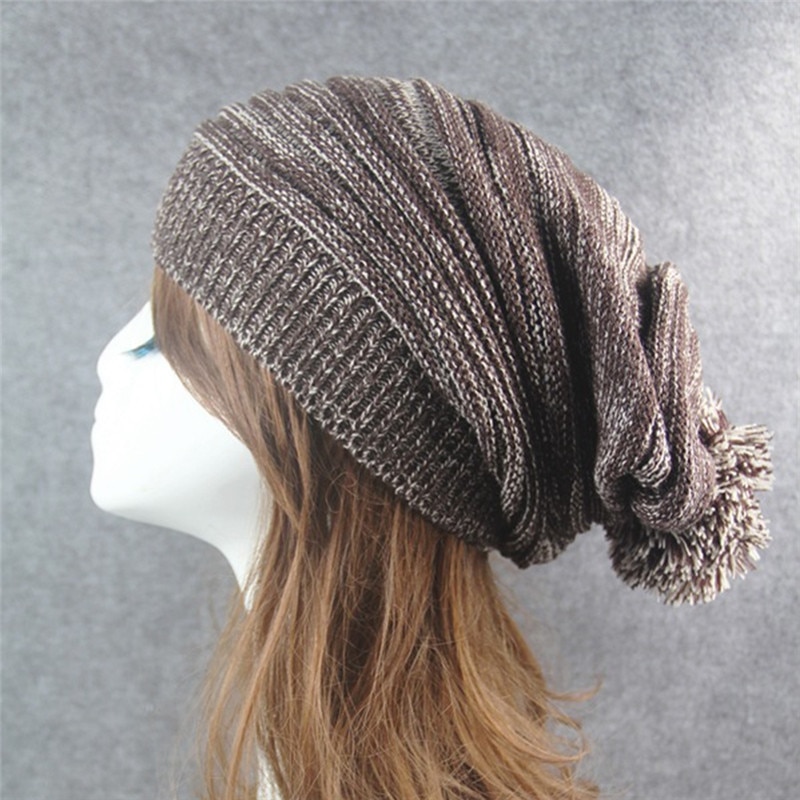 Warmer Knitted Hat Thick Warm Knit Crochet Beanies Winter Hats For Men Women Cap 4 Colors Bonnet With Big Plush Ball