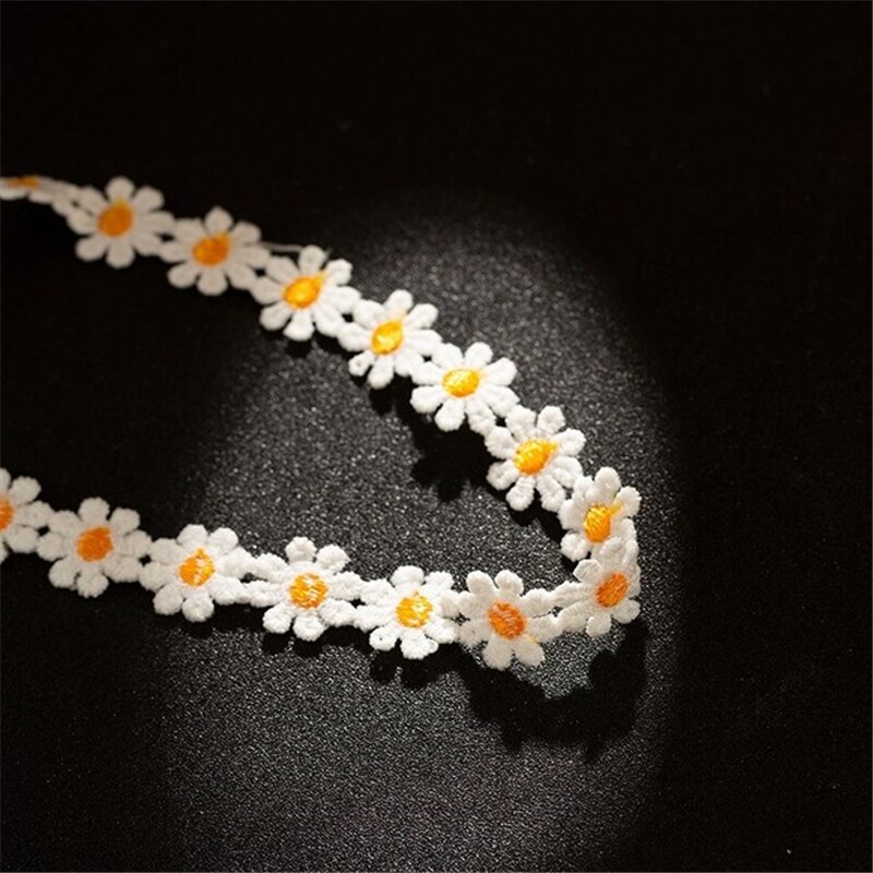 Korea Daisy Lace Chokers Necklaces for Women Female Cute Flower Collar Chain Rainbow Color Necklace Girl Party