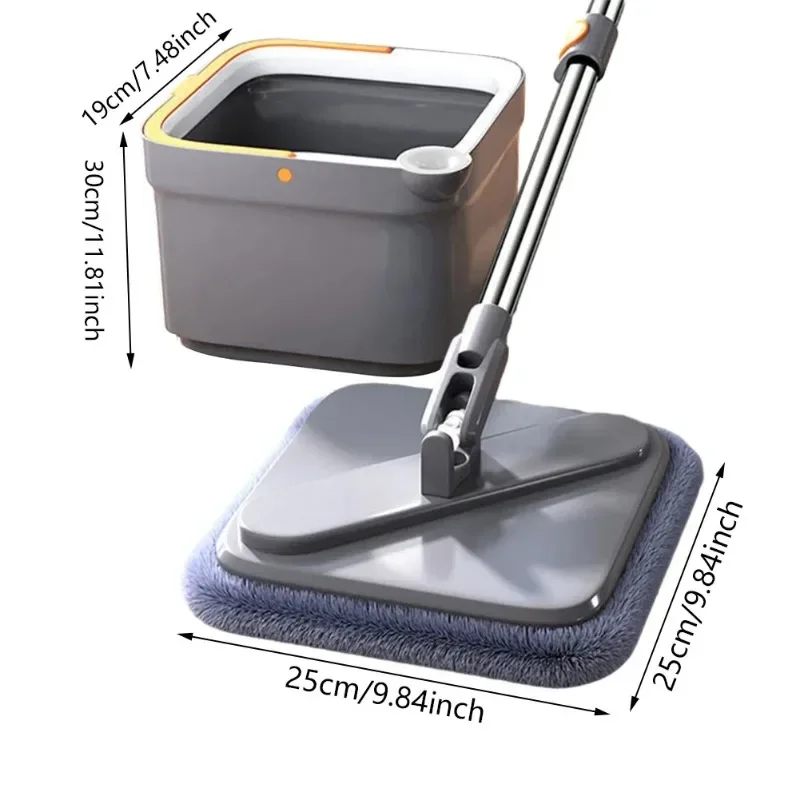 Handfreier faul quetschen Dreh Mopp mit Eimer, automatischer Bodenwischer, Nano-Mikrofasertuch, selbstreinigender quadratischer Mopp