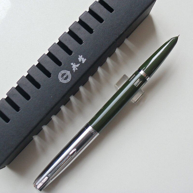 Yong Sheng 601 0.5mm Fine Nib Vacumatic Fountain Pen Metal+ABS Body Silver Cap: green with window