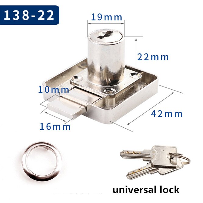 3 years warranty High-Grade Drawer Lock Furniture Desk Cabinet Lock 22mm 32mm Lock Core Thickness With 2 Keys Security Hardware: 138-22-2