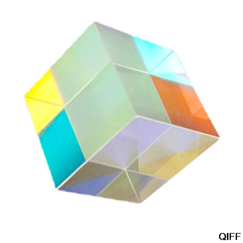 Combiner Splitter Cross Dichroic Cube RGB Prism Optical Glass Triangular Prism for Teaching Light Spectrum Physics 20mm July 3