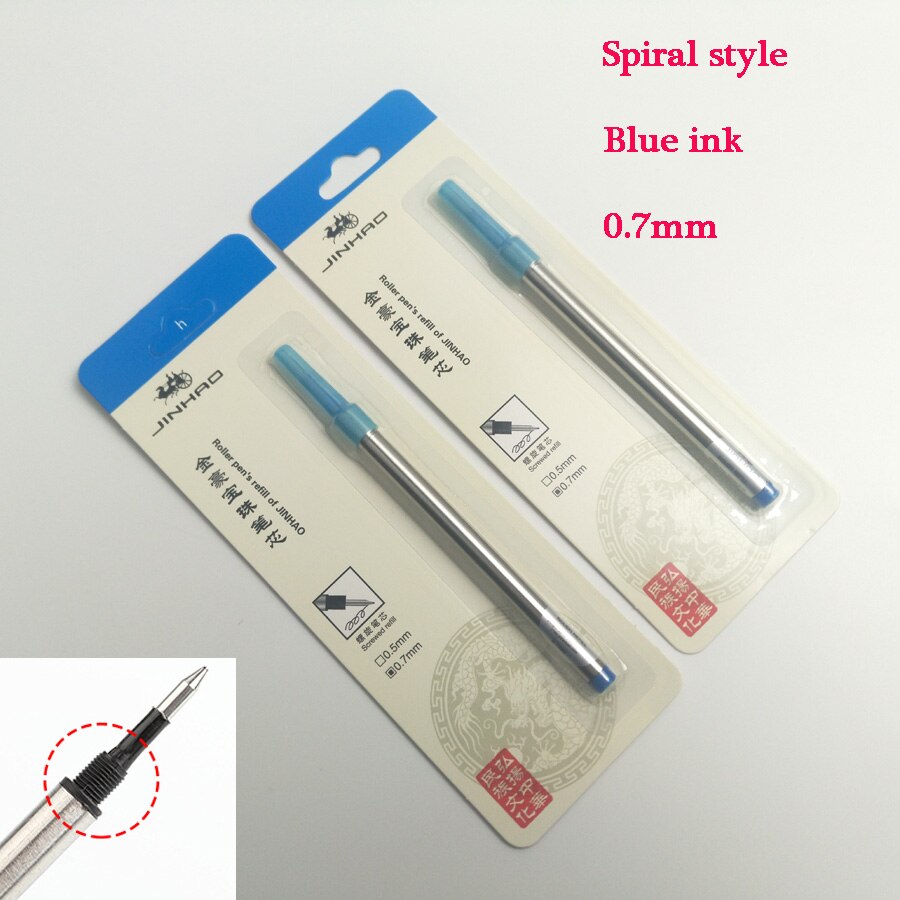 2Pcs/lot Rotating Threaded Port Ball pen's Refills Black and Blue ink 0.5-0.7mm Nib Ballpoint pen Refills Office School Supplies: 2pcs Blue 0.7