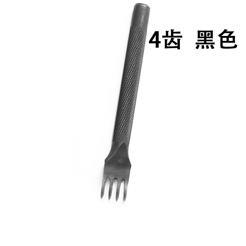 Practical Leather Punch Tool 2/4 Prong Wallet Bags Belts Leather Punching Tools Durable Leather DIY Craft Carving Tool: Black4Prong