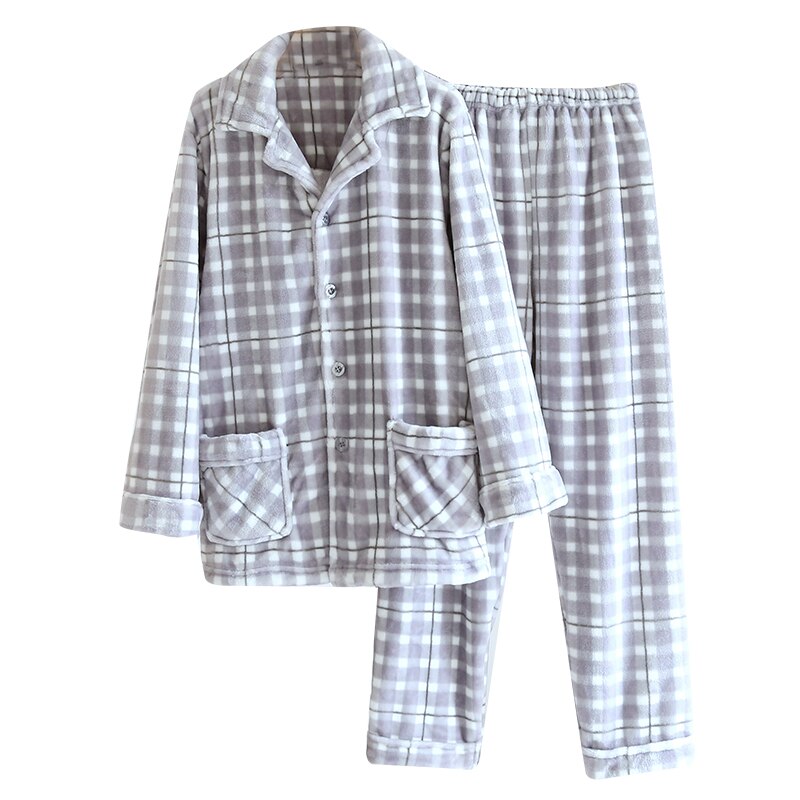 Gruesos de franela de invierno conjuntos de pijama para hombre térmica ropa de casa Tops + Pantalones Hombre Homewear pantalones de talla grande de terciopelo ropa de dormir