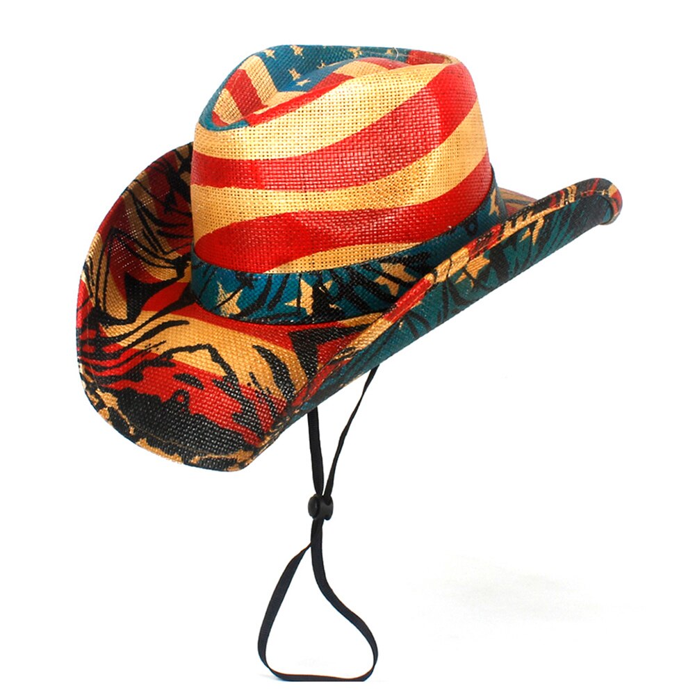 stroh Cowboy Hut Frauen Männer Sommer Westlichen Sombrero Hombre Hut Pamama Winddicht Seil Sonnenhut