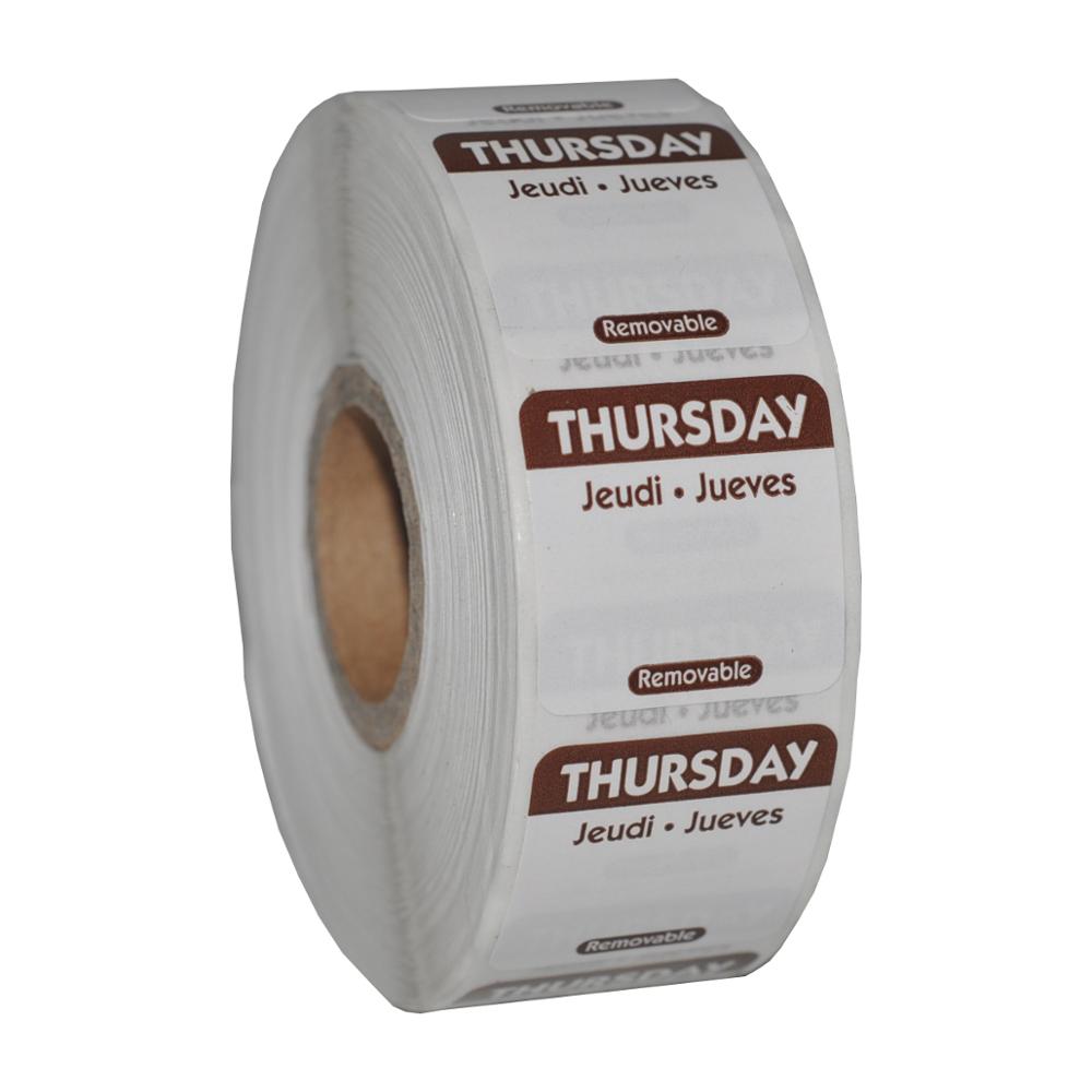 DaySpot HYDS-RL1x1 Each Day of Week Removable Labels 1"X1" Inch Date Stickers for Food Storage Rotation, 1000 labels/roll