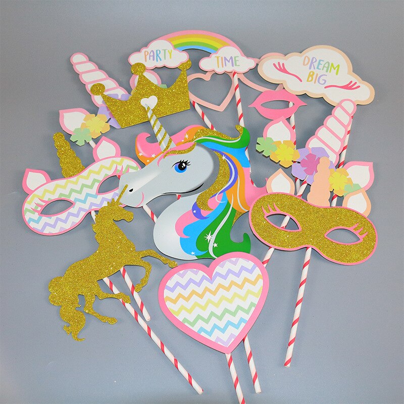 Accessoires de stand Photo licorne arc-en-ciel, décoration de fête d'anniversaire pour enfants, fournitures pour de mariage