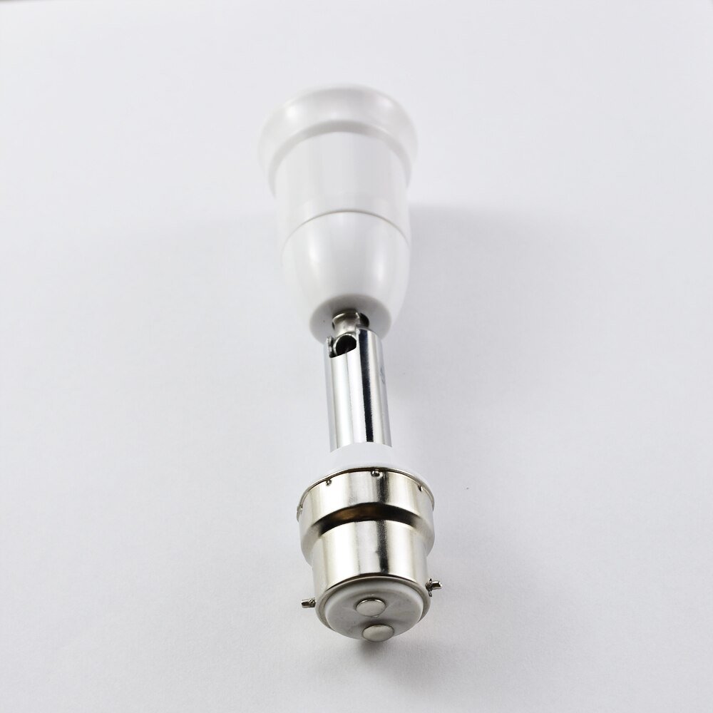 Fleksibel  e27 to b22 led lampe sokkel pæresokkel med 10cm forlengelseslysholder omformere pc+ aluminium hvit