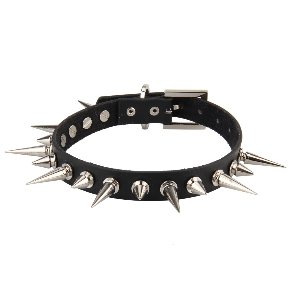 Punk spikad choker krage med spikar nitar kvinnor män emo studded chocker halsband goth smycken