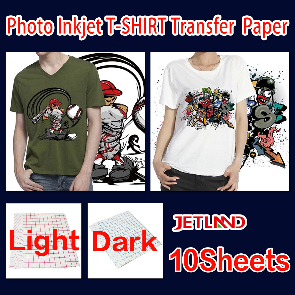 A4 inkjet värmeöverföringspapper t-shirt överföringsfotopapper för mörka eller ljusa kläder 10 ark/paket