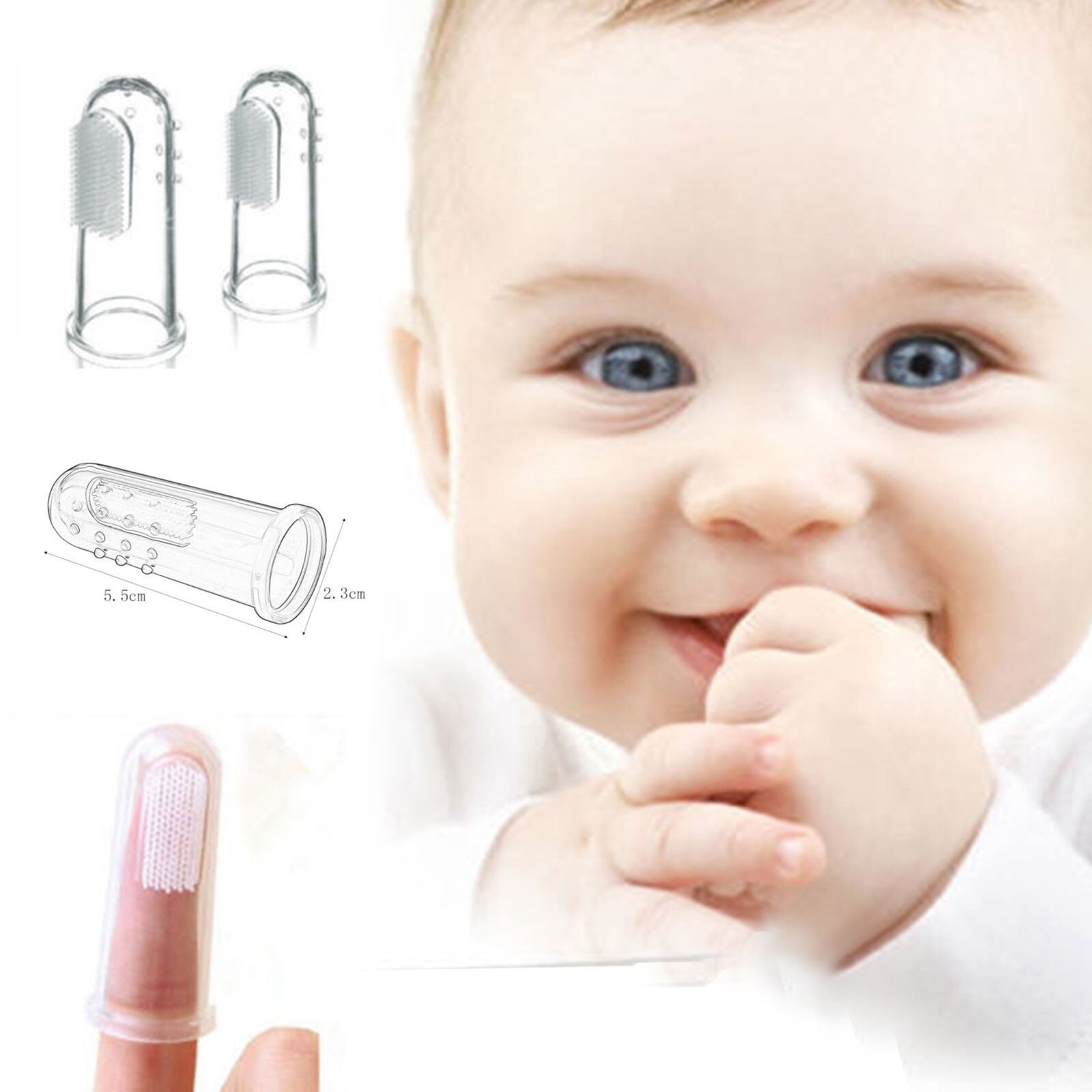 Enfants bébé doigt brosse à dents Silicone brosse à dents + boîte enfant en bas âge infantile dents clair Silicone doux doigt dent brosse dents en caoutchouc