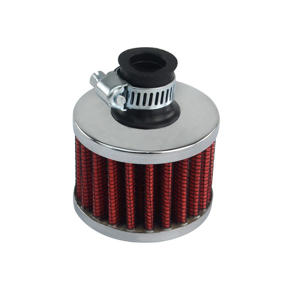 VR - Universal 12mm Interface Motorcycle Car Air Intake Filters Cone Cold Air Filter System Turbo Vent Crankcase VR-AIT12: red