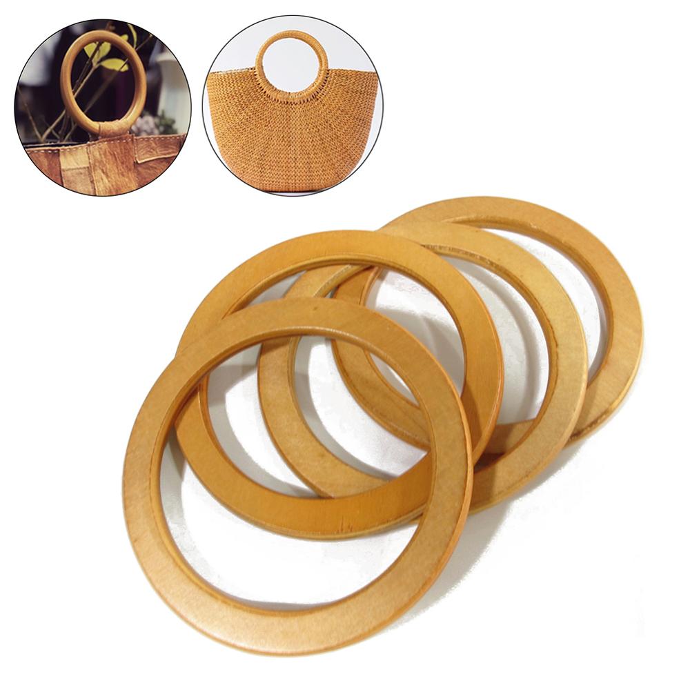 1 Pc Nature Wooden Rattan Bag Handle Replacement for DIY Making Purse Handbag Tote Round Rectangle Shaped Simple Bag Accessories