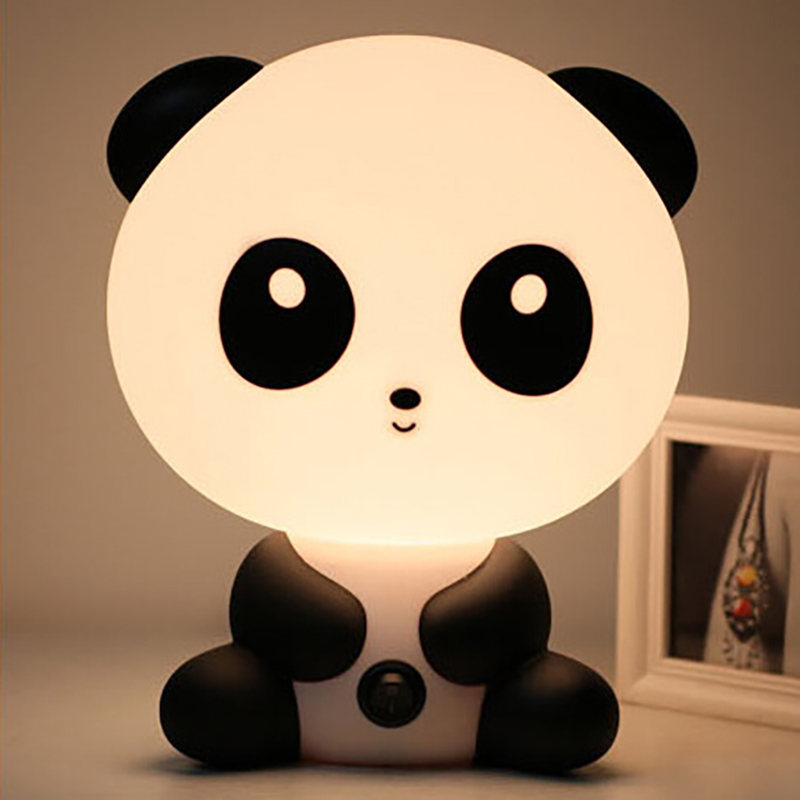 EU/US Plug Cartoon Animal Reading Table Lamps Panda Dog Plastic Baby Nursery Bedroom Decoration Light For Children: style1 / US Plug