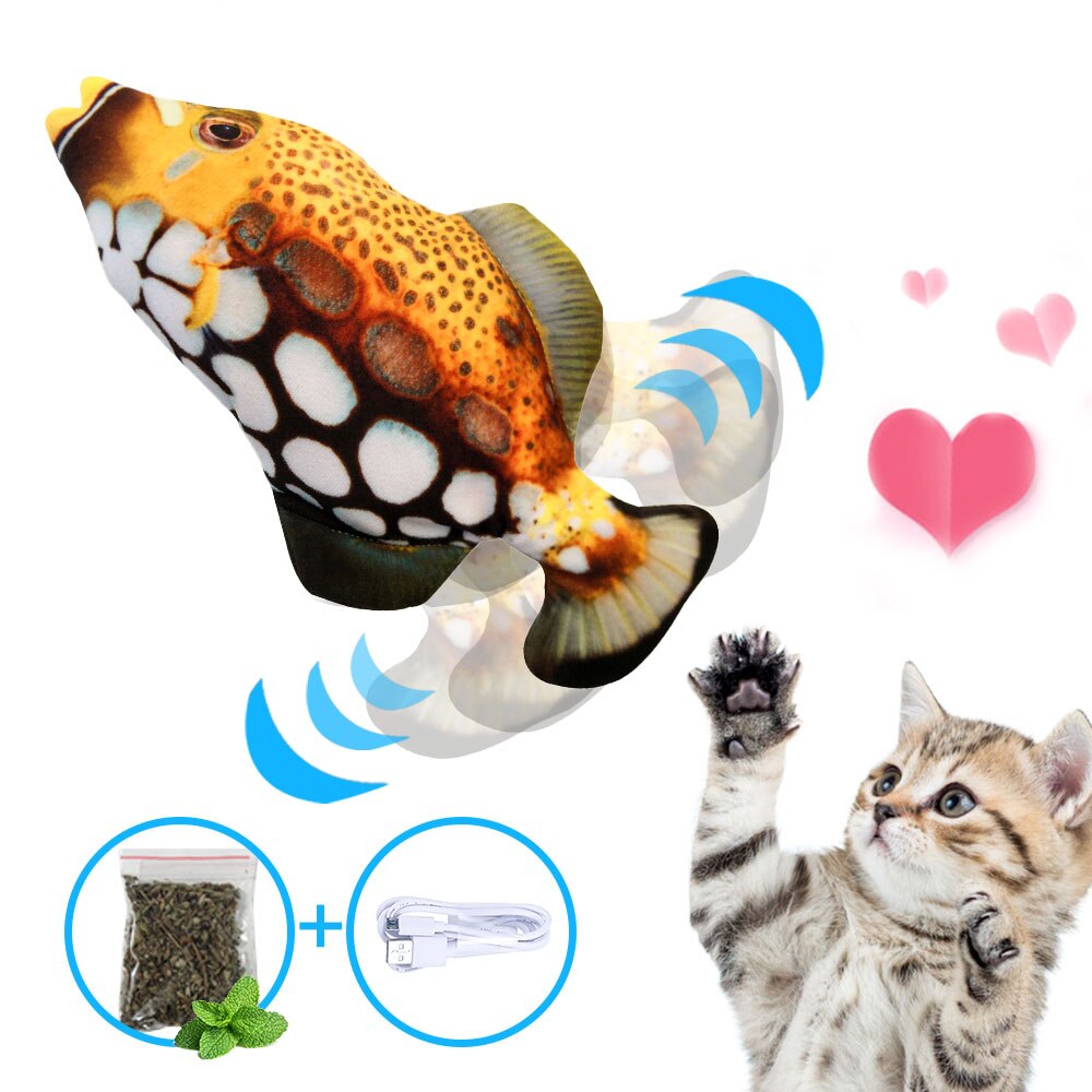 Huisdier speelgoed elektrisch katten speelgoed pluche 3d interactieve elektronische usb bijtbestendige kauw kies bewegende dansende vis speelgoed kitten katten speelgoed: Trigger vis elec