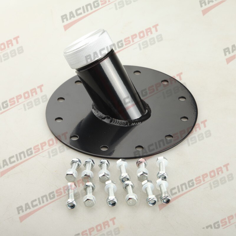 Billet Aluminum 45 Degree Fuel Cell Fast Fill Filler Neck 12 Bolt Flange Black