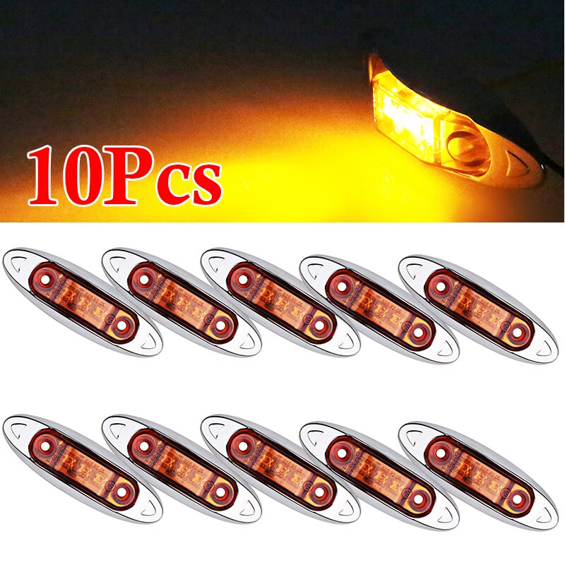 10pcs Amber Zijmarkeringslichten Lampen Lampen Lens Lichtgevende Vervanging Vrachtwagens Trailer 3-LED Verlichting