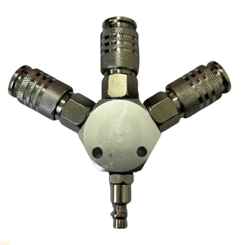 U13A Air Compressor Manifold Fitting 3 Way Manifold Quick Connectors Multipurpose: GOLD