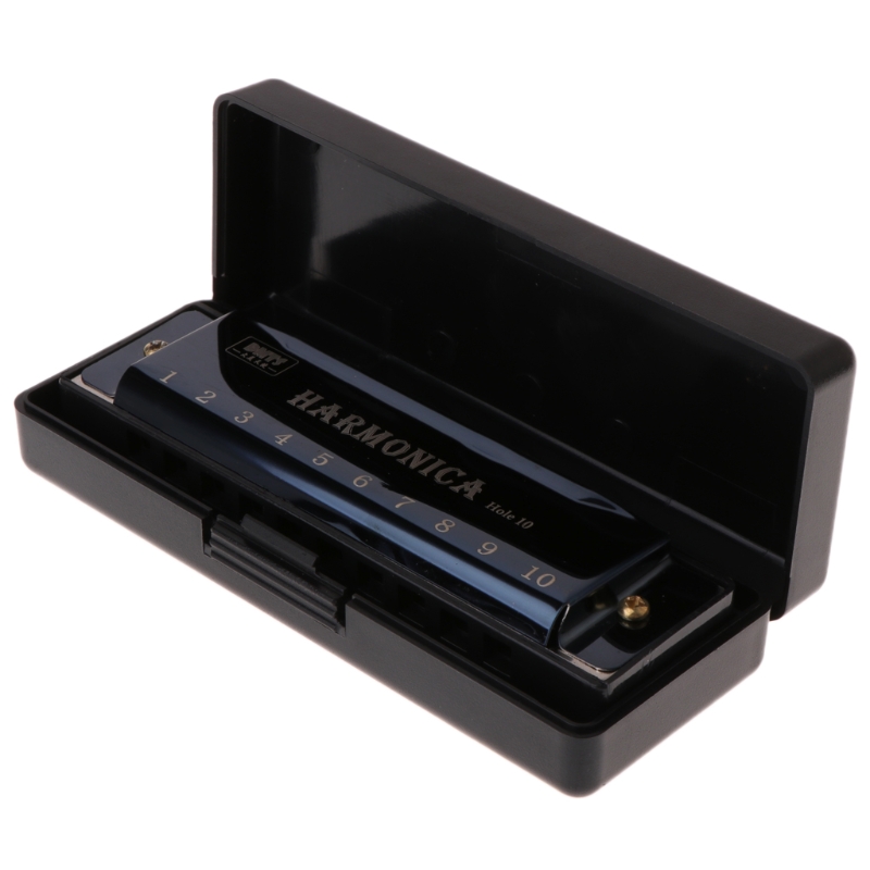 10 Gaten Sleutel Van C Blues Harmonica Muziekinstrument Educatief Speelgoed Met Case Pxpf: Black