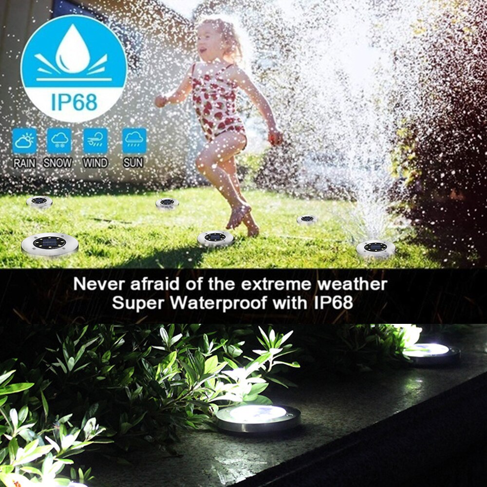 4PCS Solar Garden Lights LED Lamp Ground Yard Waterproof Light Underground Outdoor Landscape Lights Driveway Lawn Pathway