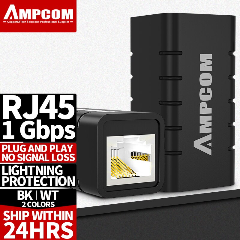 AMPCOM 1pz RJ45 Ethernet adattatore 8P8C Femmina estensore LAN connettore inline gatto7/gatto6/gatto5e Cavo Ethernet- protezione contro i fulmini
