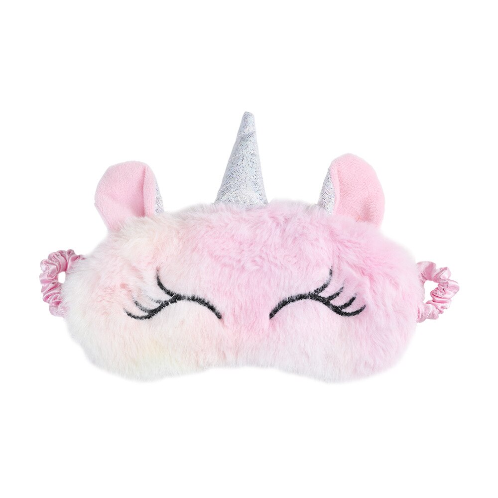 3D dessin animé licorne oeil masque soie variété masque de couchage en peluche oeil ombre couverture vue Relax masque pour voyage maison fête: 1PC Gradient Pink