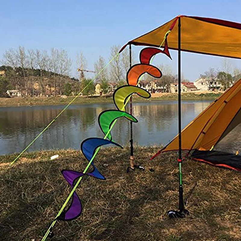 145cm tienda arcoíris Arco Iris espiral Curlie Tail Windmill colorido viento carpa giratoria decoración del jardín