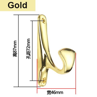 87*46mm Brons Metalen deur muur haken hanger Antieke Haken Muur Hanger Gebogen Gesp Hoorn Lock Sluiting Gewaad haken Voor Kleding: Gold