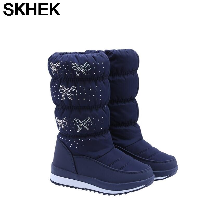 SKHEK-bottes de neige pour filles, chaussures d'hiver chaudes pour filles, en peluche, imperméables, pour étudiantes