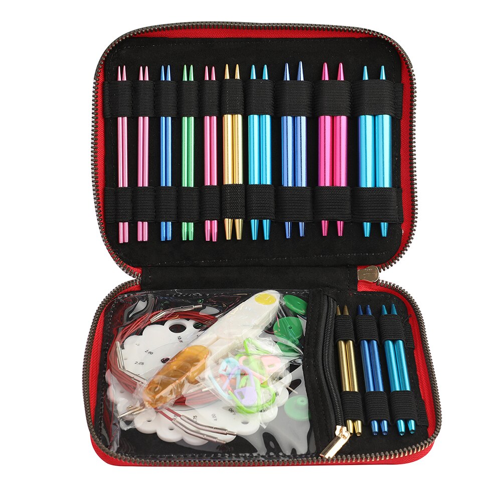 13pair Crochet Needles with Accessories Circular Sweater Needle Kit Sewing Beginners Interchangeable Aluminum Knitting