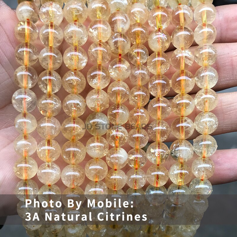 Cuentas sueltas de citrino Natural para fabricación de joyas, accesorios de bricolaje, pulsera de cristal amarillo, tamaño a elegir, 4, 6, 8, 10 y 12mm,: 3A Natural Citrine / 7-8mm approx 46pcs