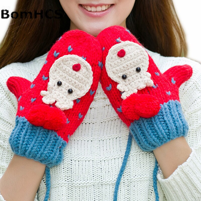 SchöNe Ebene Bär Winter warm Dicken Fäustlinge Handgemachte Gestrickte Handschuhe