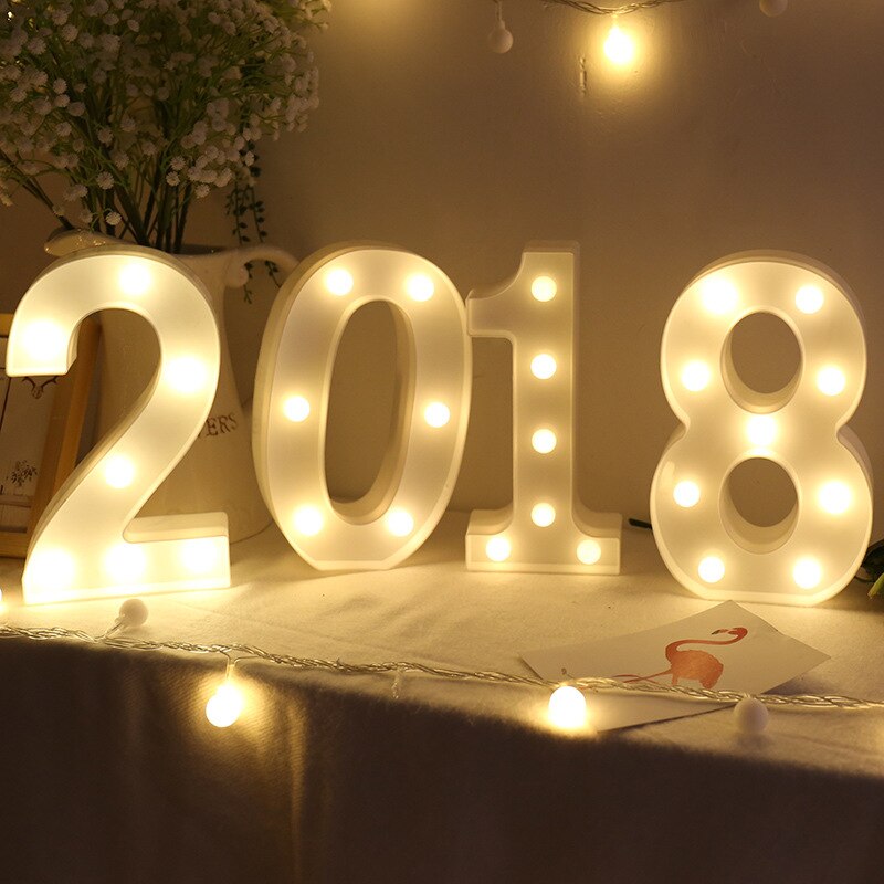 3D Weiß Alphabet LED knapp Licht Romantische Hochzeit Stehen Buchstaben Lampe Lichter Licht hoch Weiß Kunststoff Valentinstag Liebe QW224