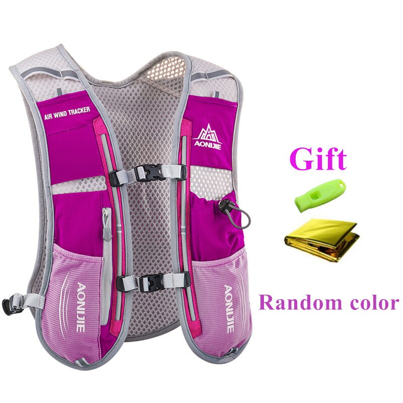 AONIJIE-mochila de hidratación de 5L, chaleco, arnés con vejiga de agua de 1.5L, Frasco blando de 500ml, senderismo, Camping, correr y Maratón: E913S Purple