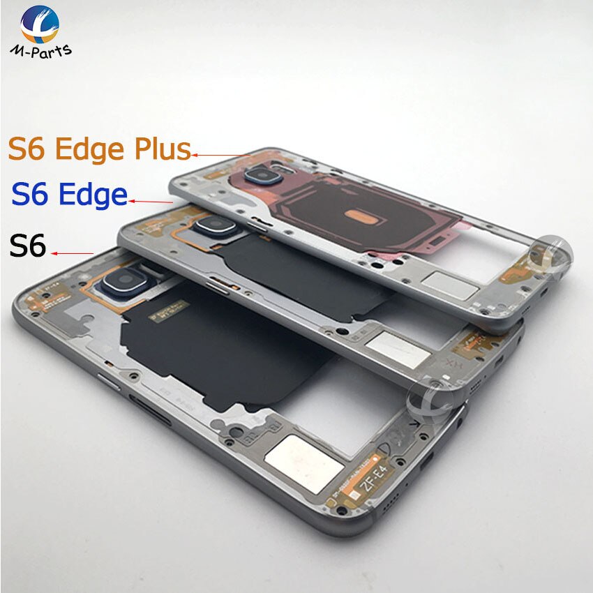Marco medio Original chasis placa bisel para Samsung Galaxy S6 G920F S6 edge G925F S6 edge plus G928F carcasa trasera + NFC + parte