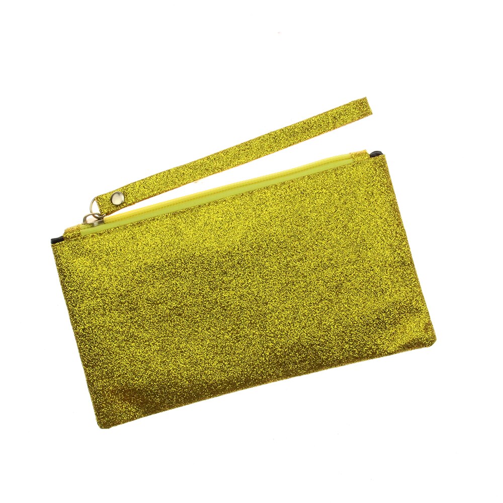 2019 nova moda feminina organizador de viagem saco mão zíper pequeno embreagem moeda telefone wristlet bolsas festa presentes casamento menina bolsa: Ouro / Dourado