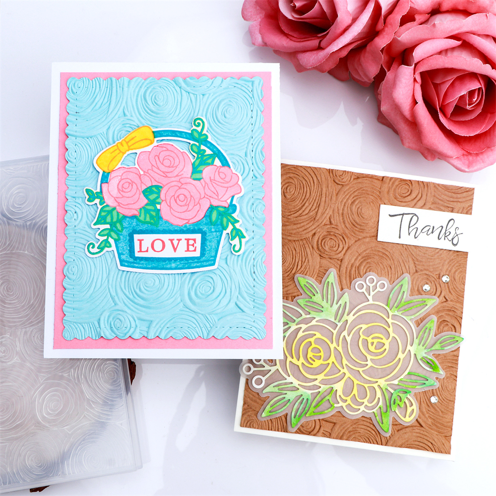 Carpeta de estampado con textura 3D, carpeta de estampado de fondo del Día de San Valentín para plantilla para hacer tarjetas, manualidades de álbum de recortes