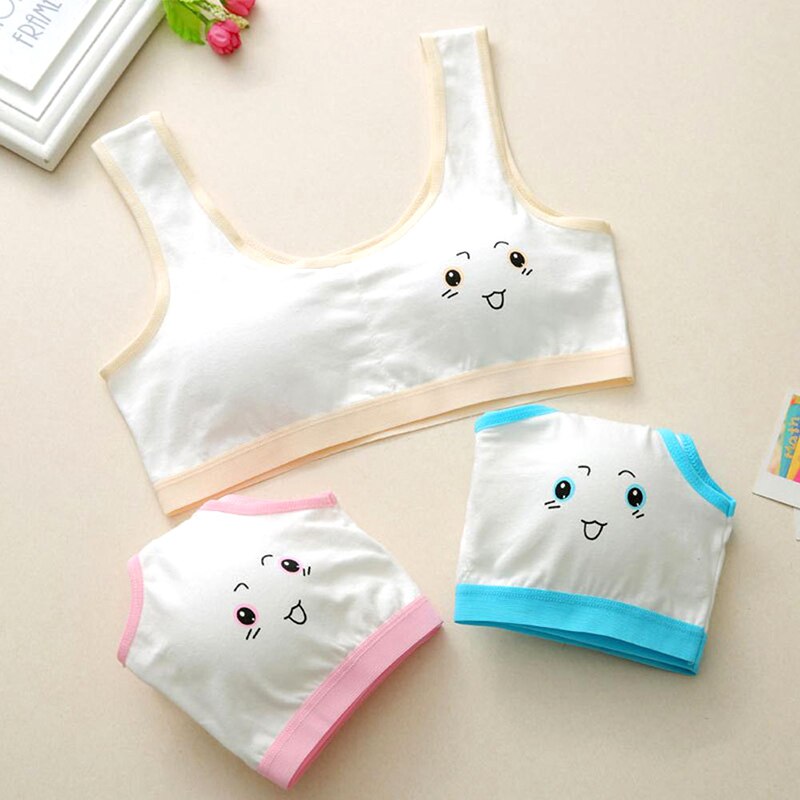 3 pièces mignon dessin animé fille soutien-gorge doux coton adolescent décontracté formation soutien-gorge pour les étudiants adolescent LBV