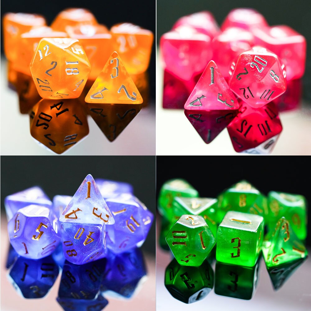 7 Stks/set Meerdere Kleuren Glitter Dnd Dobbelstenen D & D Dobbelstenen D4 D6 D8 D10 D % D12 D20 Polyhedral games Dobbelstenen Set Voor Tafel Games Mtg Rpg