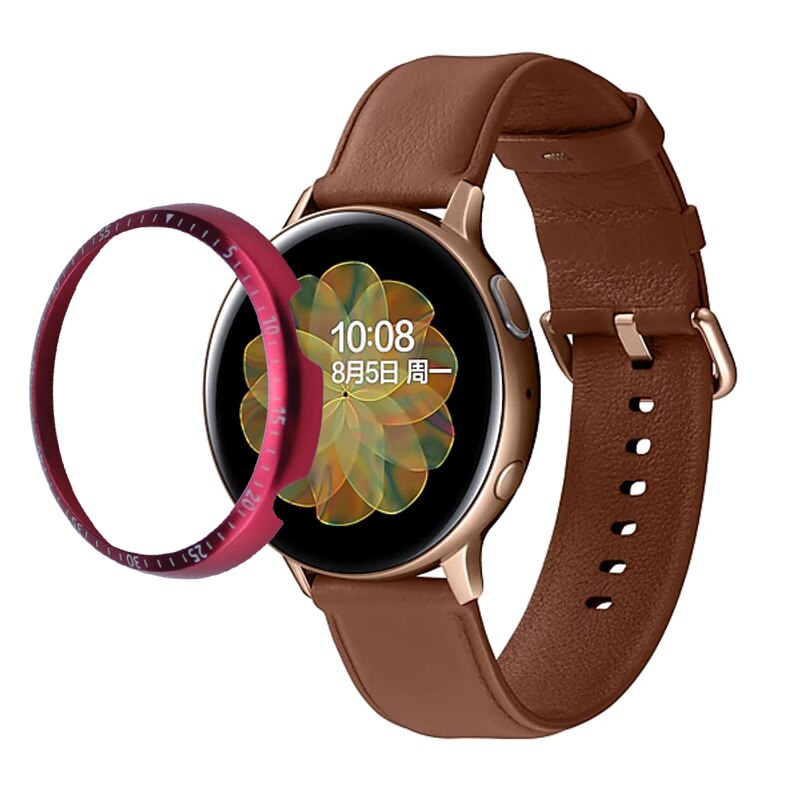 For Samsung galaxy watch Active 2 40mm 44mm Bezel Ring Case Cover Frame Anti Scratch Metal Protection Bezel for Samsung watch: Red / For Active 2 44mm