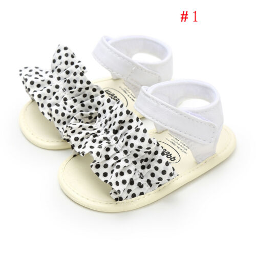 Baby Girl Cute Sandals Princess Summer Beach Dots Plaid Bowknot Shoes Toddler Kids PU Leather Sandles 0-18 Months