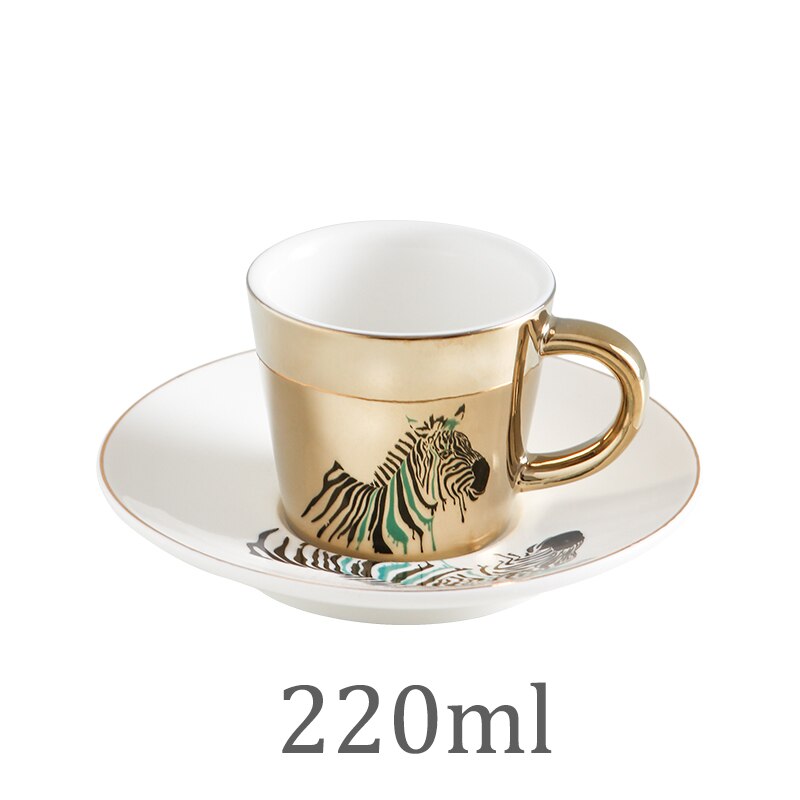 Leopard Anamorphic Cup Mirror Reflection Cup Zebra Mug Luycho Coffee Tea Set With Coaster 90ml-220ml: 220ml2