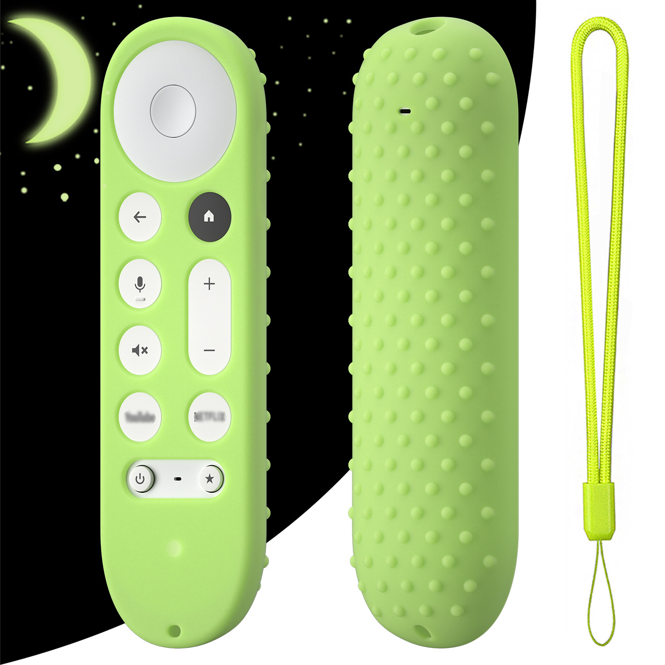 Silikonowe etui ochronne ze smyczą do Google TV Streamer 4K 2024 Voice Remote Control Anti-Slipping Protection Cover Shell: Złota