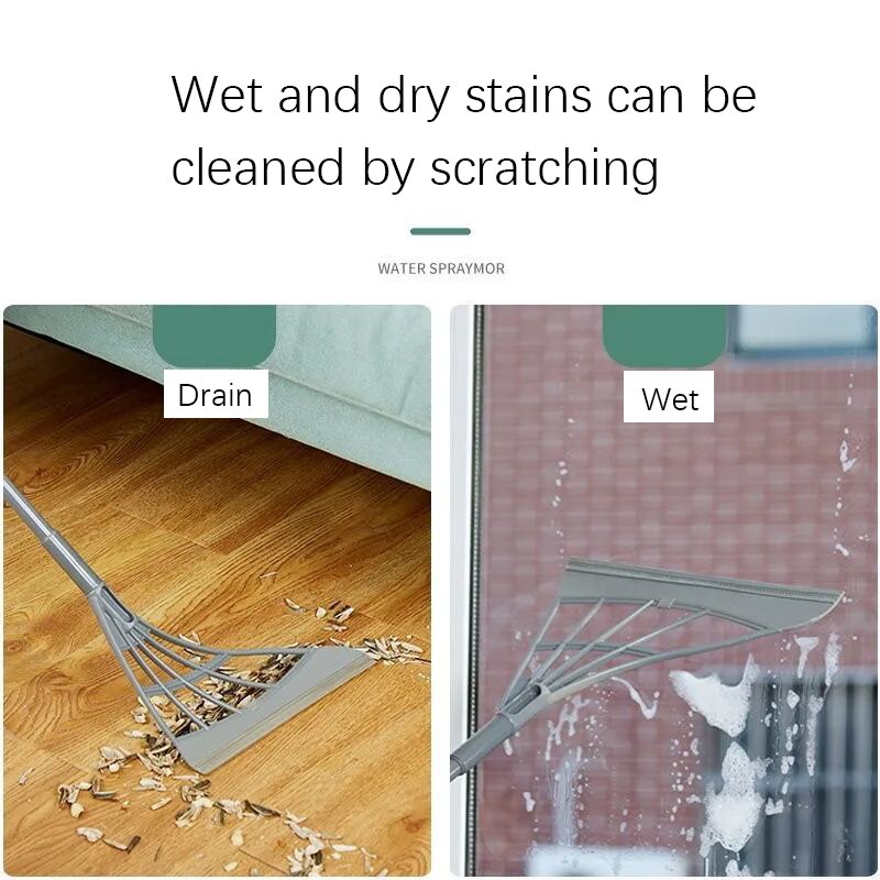 TPR Hand Push Sweeper Stretchable Magic Broom Floor Wiper Squeegee For Window Bathroom Cleaning Sweep Brush Pet Hair Dust Broom