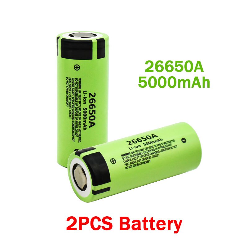 100%  originale 26650 batterier 5000 mah 3.7v 50a lithium ion oppladbare batterier for 26650a led lommelykter+lader: Svart